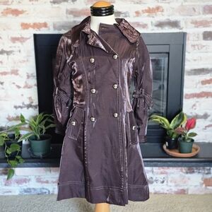 Shiny Double-Breasted Women's Trench Coat